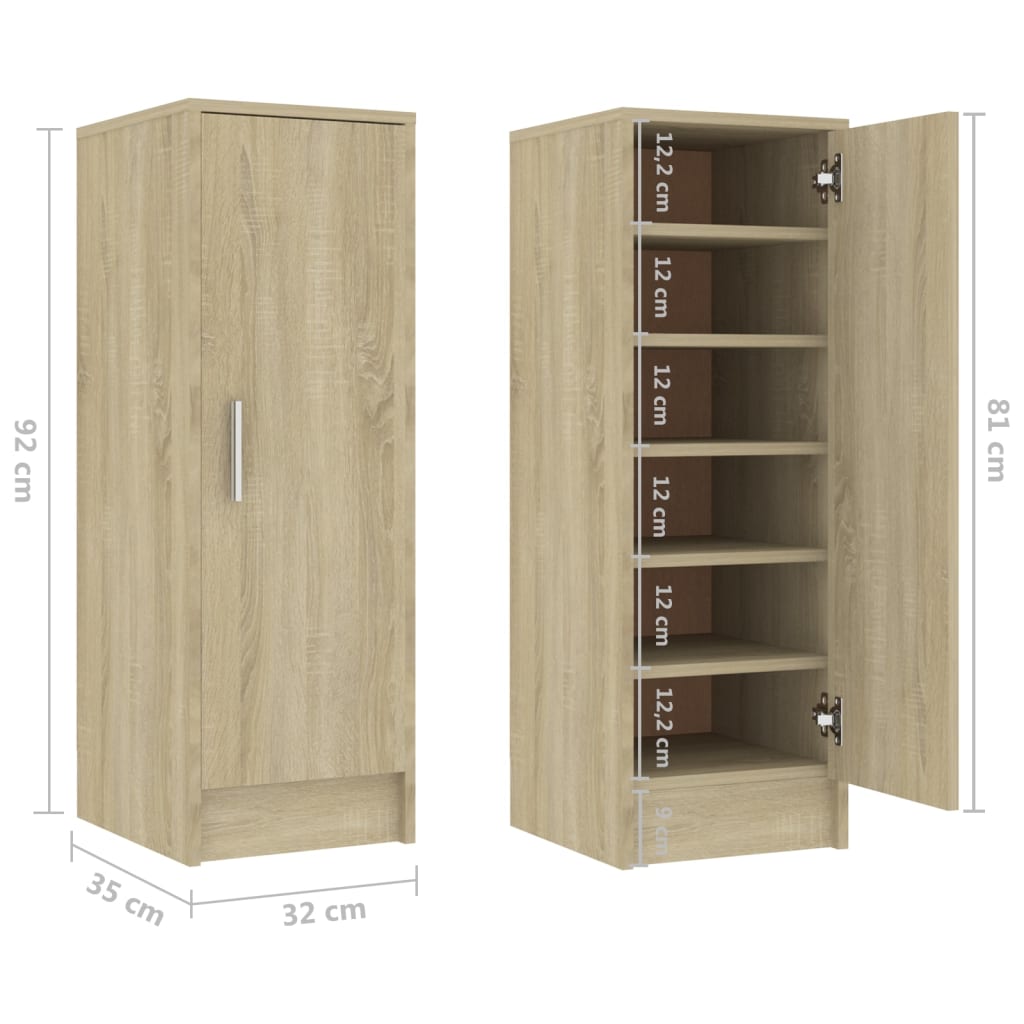 Schuhschrank Sonoma-Eiche 32x35x92 cm Holzwerkstoff