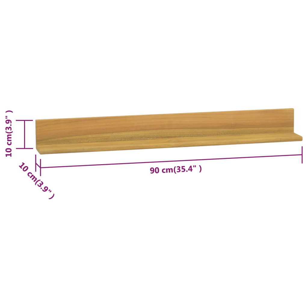 Wandregale 2 Stk. 90x10x10 cm Massivholz Teak