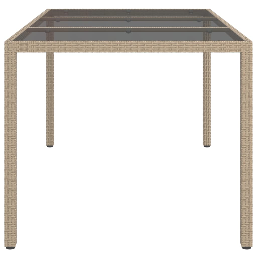 Gartentisch 150x90x75 cm Gehärtetes Glas Poly Rattan Beige