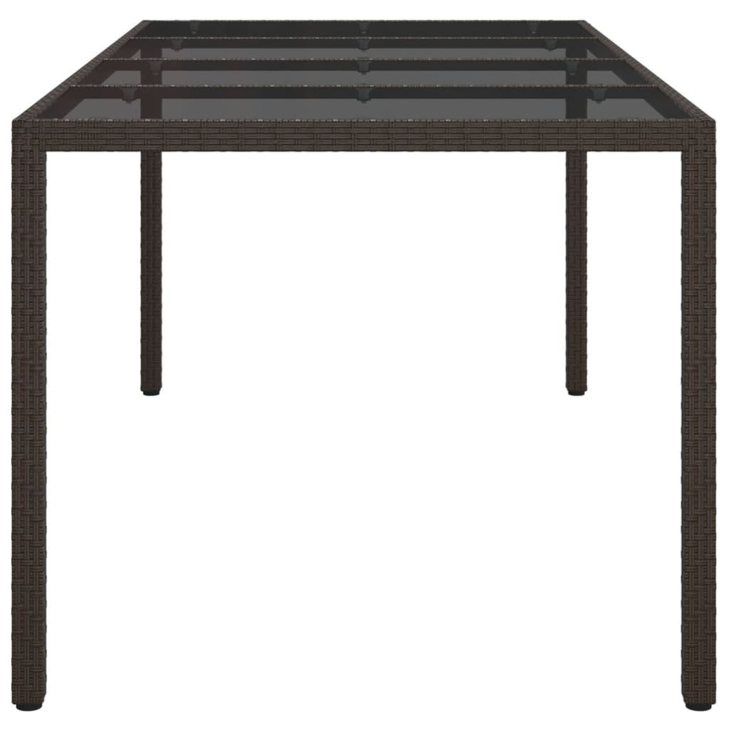 Gartentisch Braun 190x90x75 cm Gehärtetes Glas und Poly Rattan