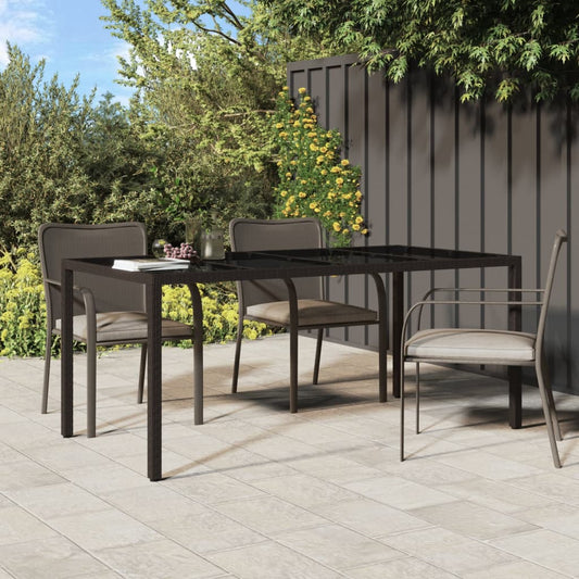 Gartentisch Braun 190x90x75 cm Gehärtetes Glas und Poly Rattan