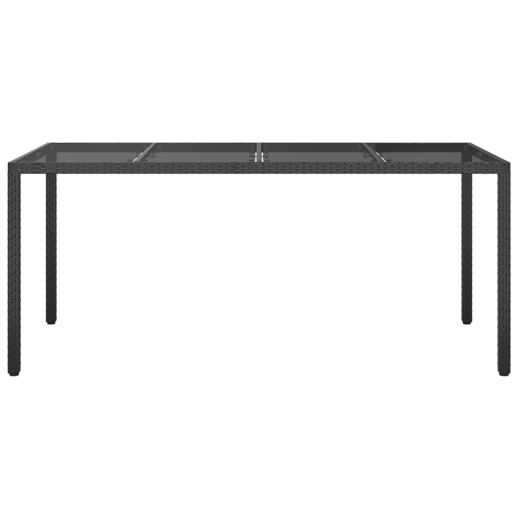 Gartentisch Schwarz 190x90x75 cm Gehärtetes Glas Poly Rattan