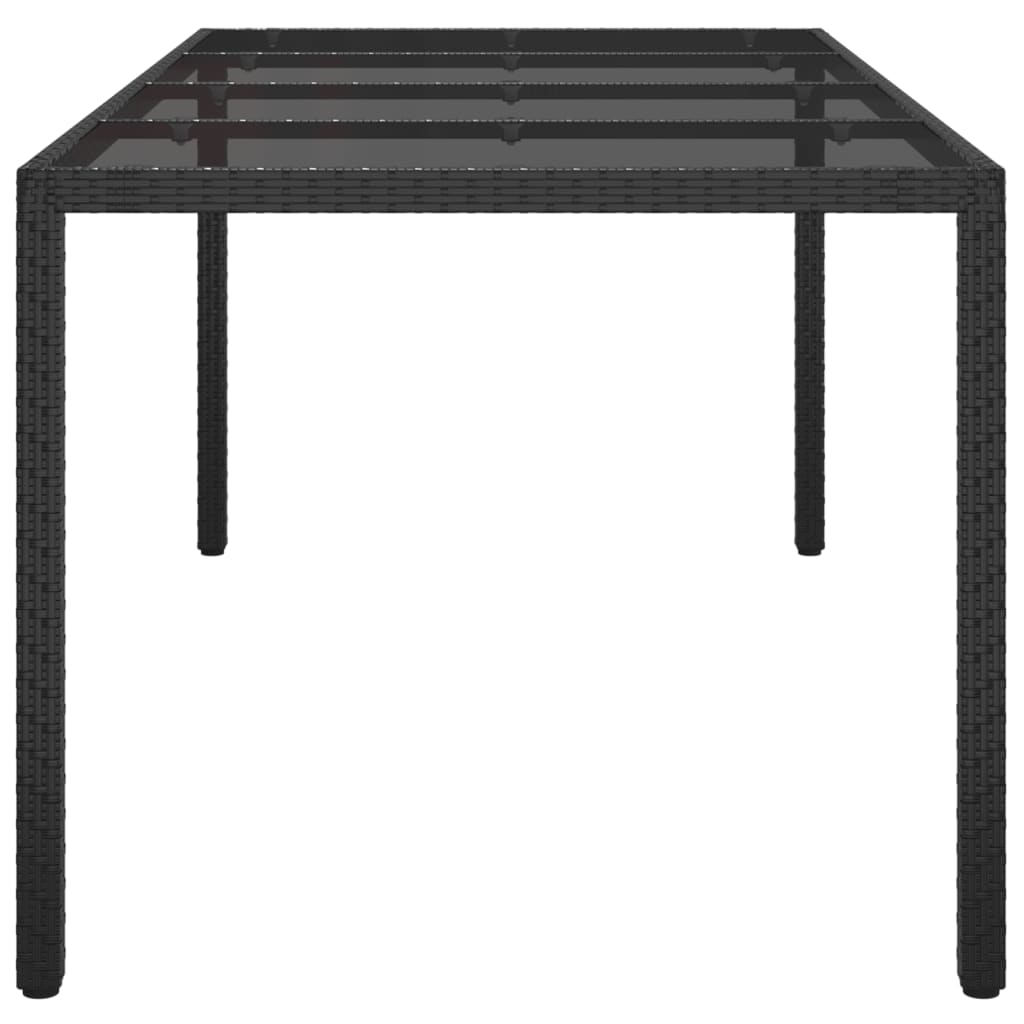 Gartentisch Schwarz 190x90x75 cm Gehärtetes Glas Poly Rattan