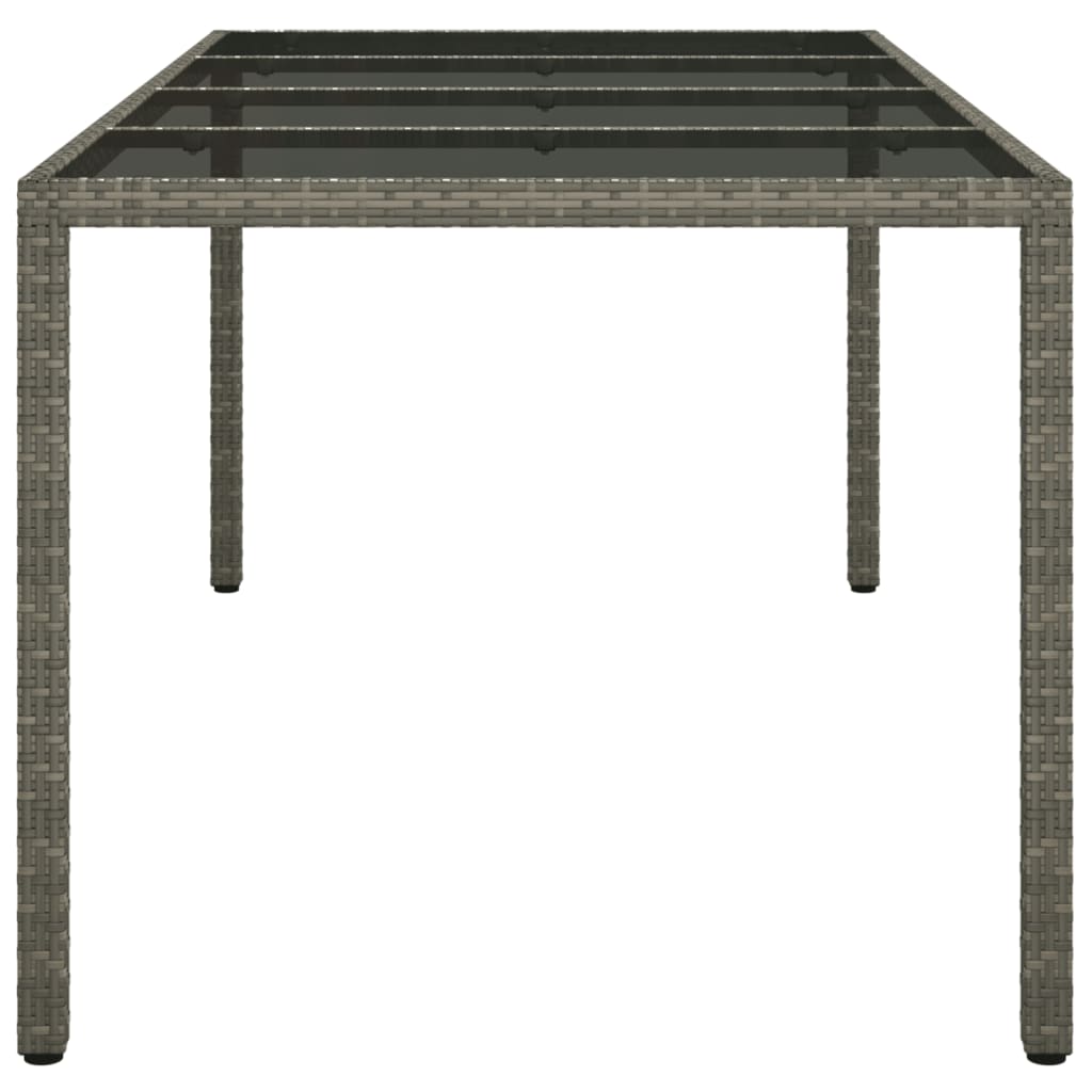 Gartentisch Grau 190x90x75 cm Gehärtetes Glas und Poly Rattan