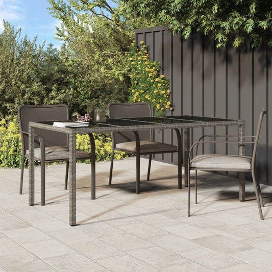 Gartentisch Grau 190x90x75 cm Gehärtetes Glas und Poly Rattan