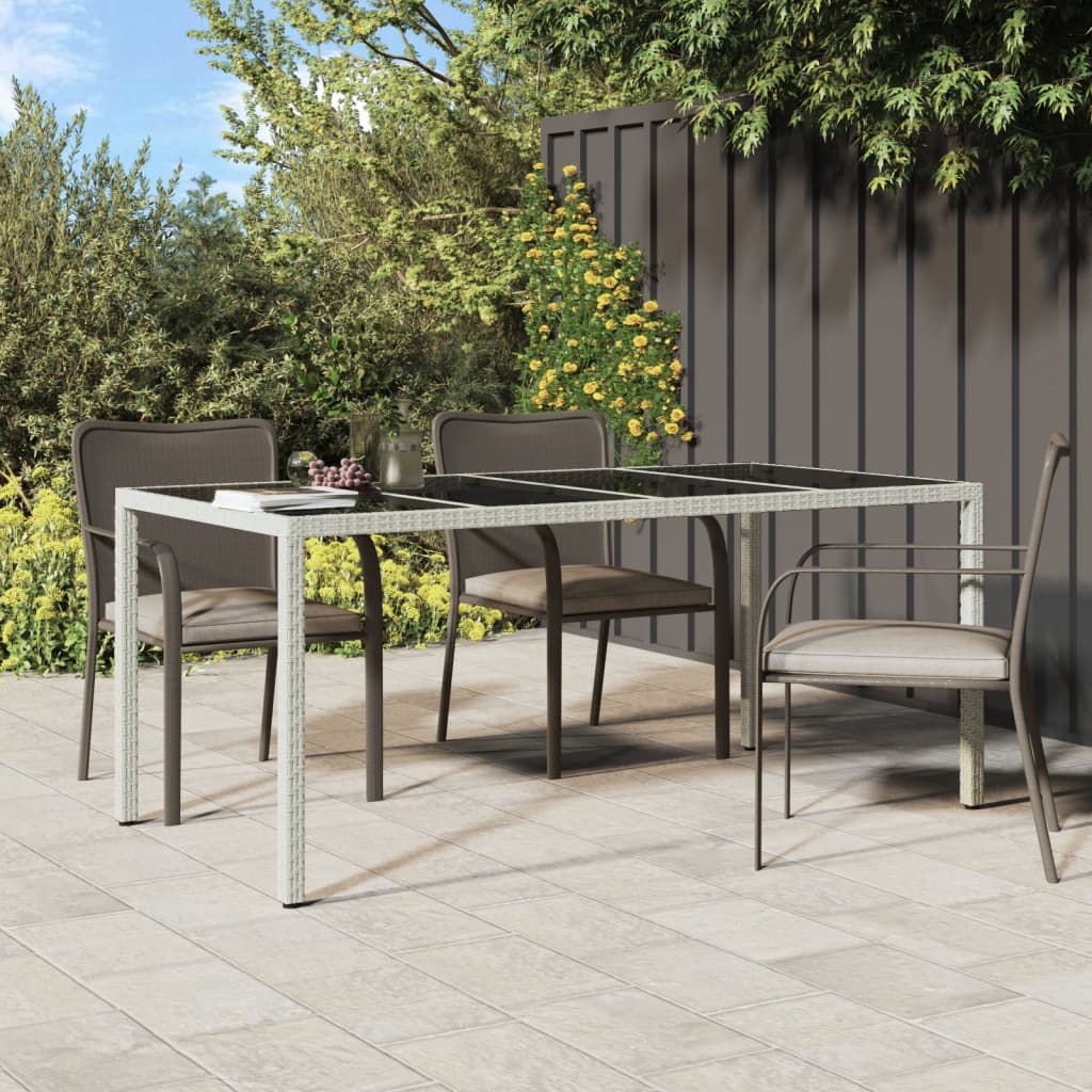 Gartentisch Weiß 190x90x75 cm Hartglas und Poly Rattan