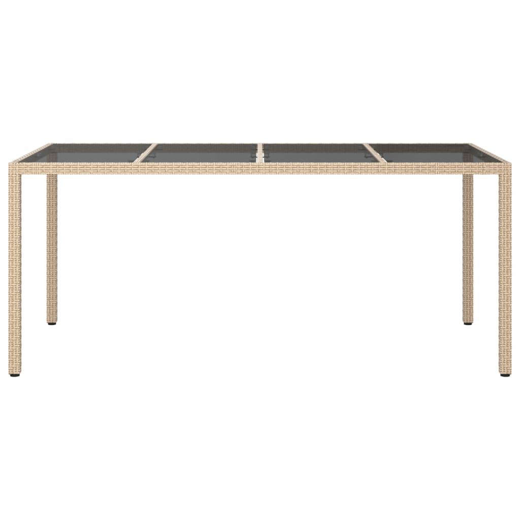 Gartentisch Beige 190x90x75 cm Gehärtetes Glas und Poly Rattan