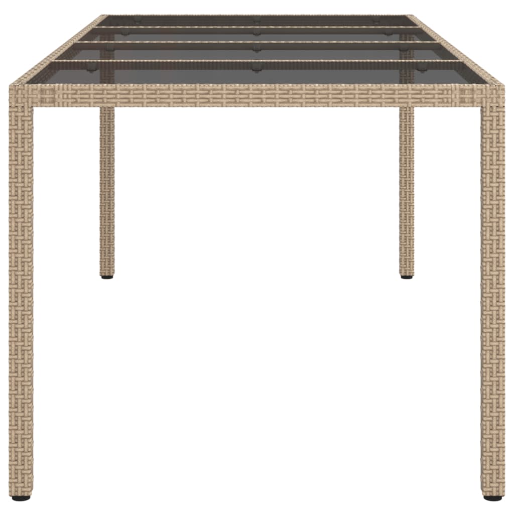 Gartentisch Beige 190x90x75 cm Gehärtetes Glas und Poly Rattan