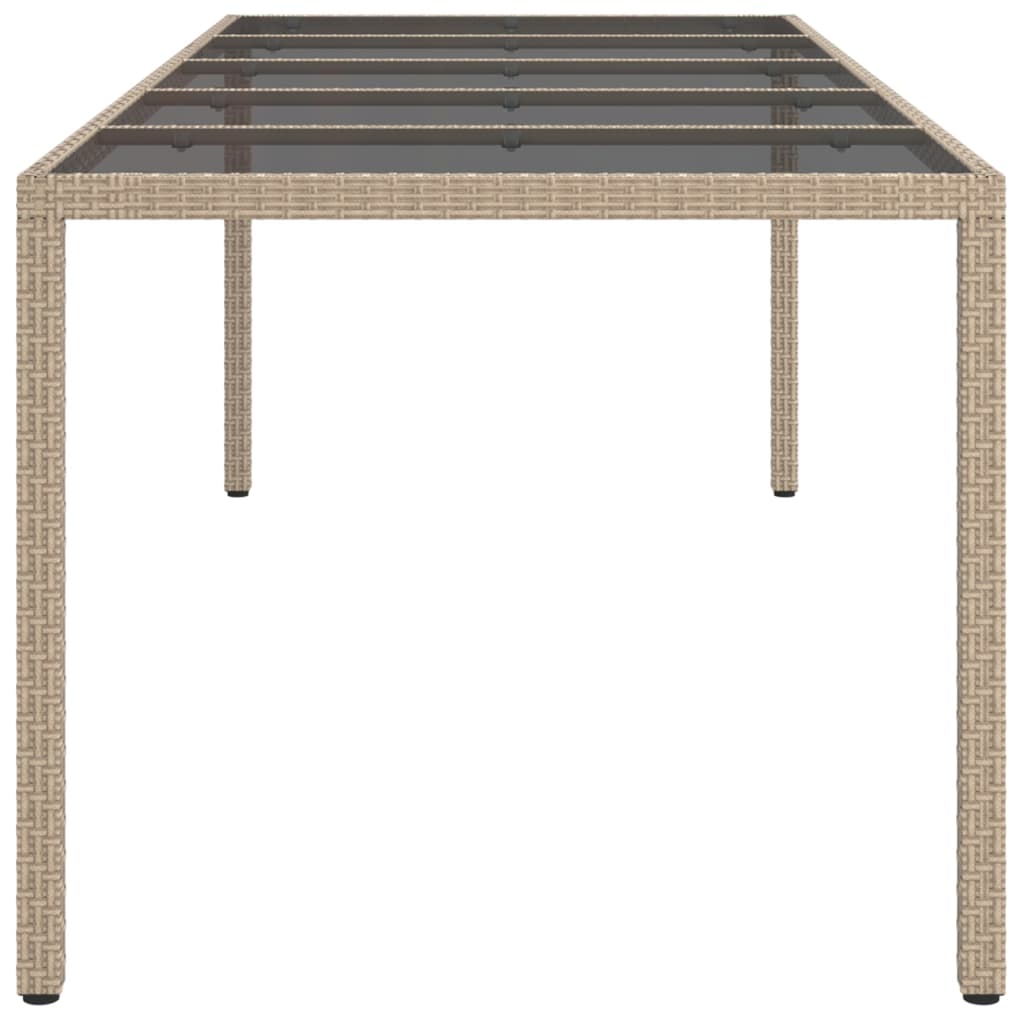 Gartentisch Beige 250x100x75 cm Hartglas und Poly Rattan