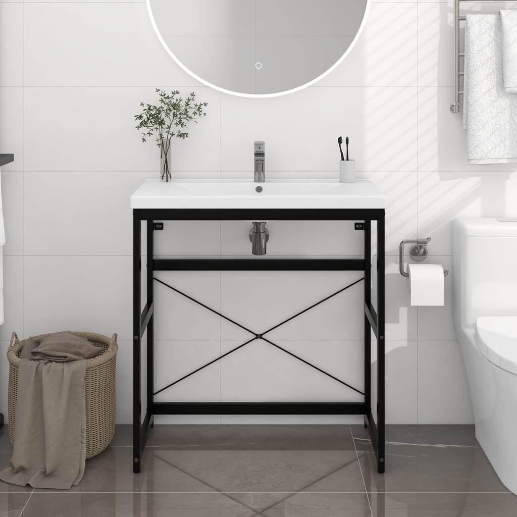 Badezimmer Waschtischgestell Schwarz 79x38x83 cm Eisen