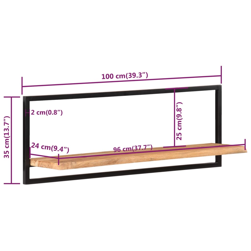 Wandregale 2 Stk. 100x24x35 cm Massivholz Akazie und Stahl