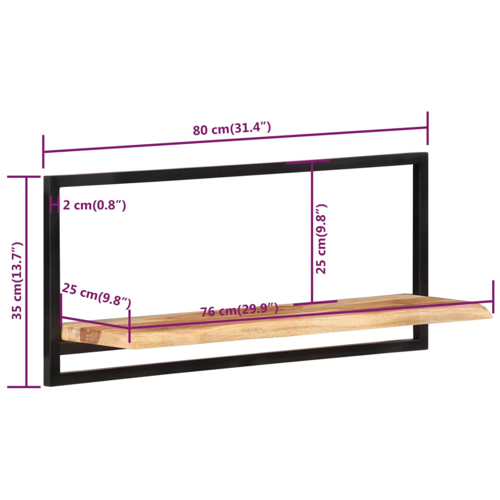 Wandregale 2 Stk. 80x25x35 cm Massivholz Akazie und Stahl