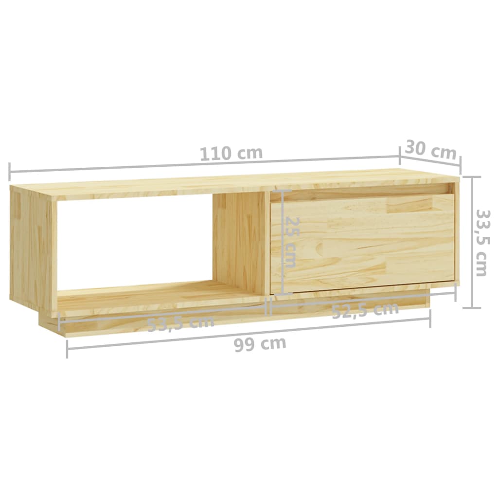 TV-Schrank 110x30x33,5 cm Massivholz Kiefer