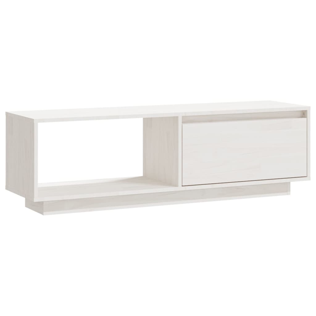 TV-Schrank Weiß 110x30x33,5 cm Massivholz Kiefer