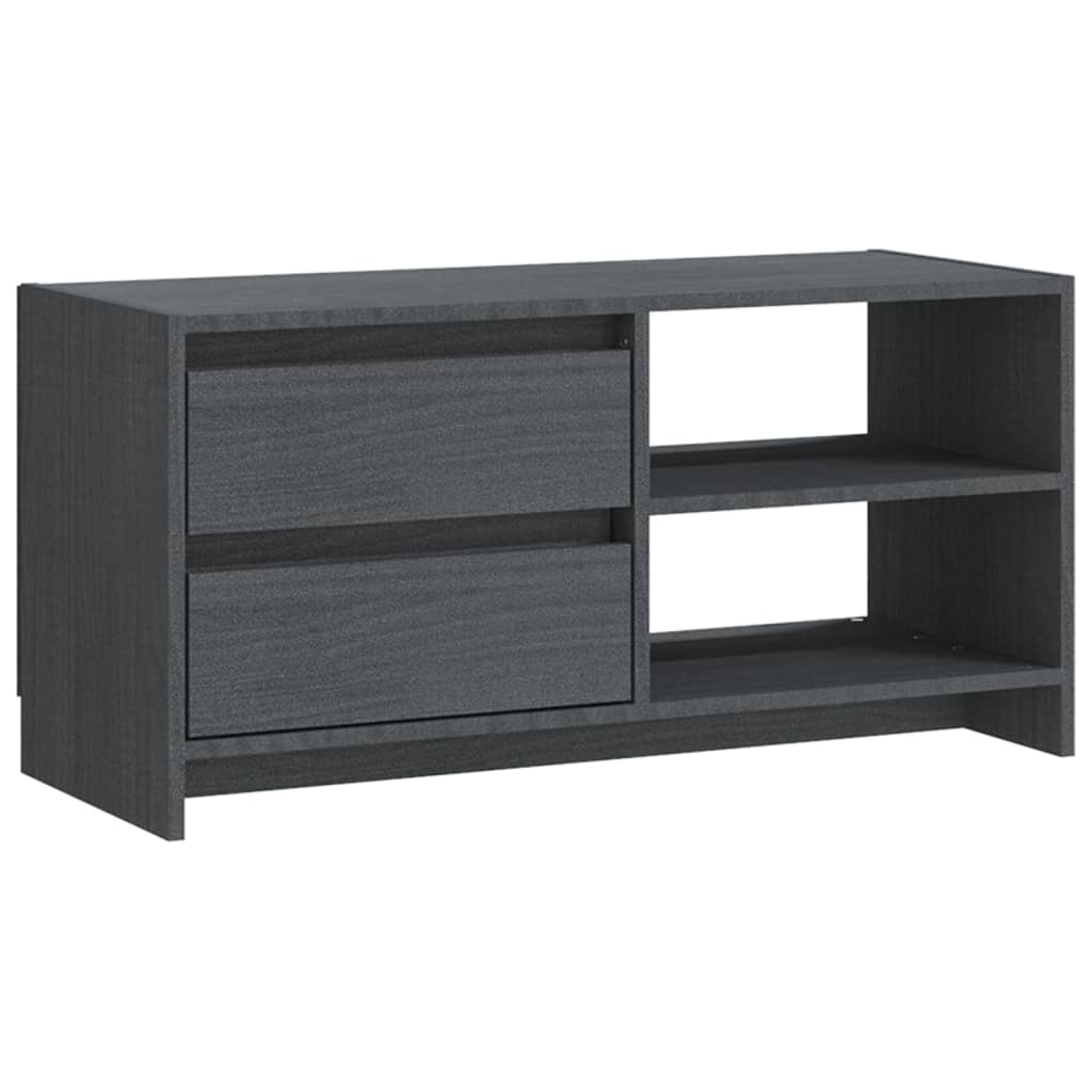 TV-Schrank Grau 80x31x39 cm Massivholz Kiefer