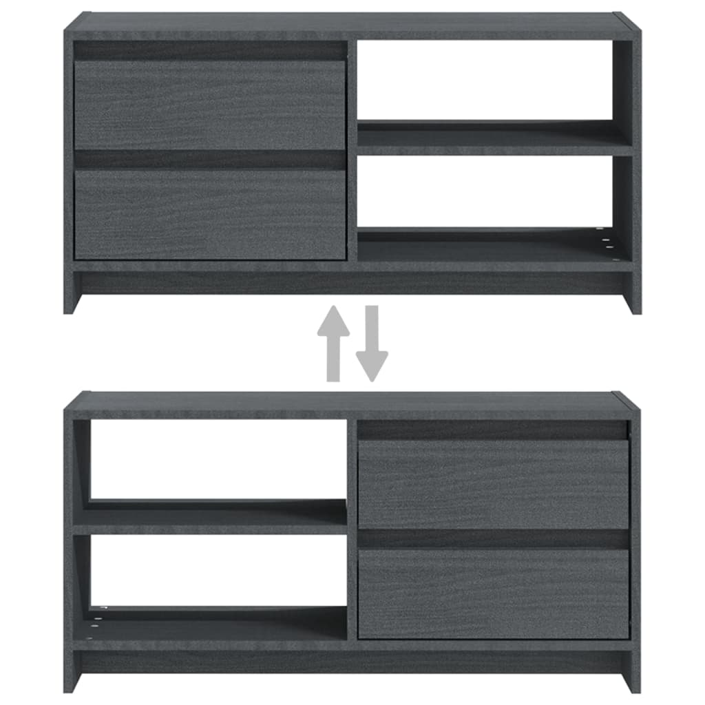 TV-Schrank Grau 80x31x39 cm Massivholz Kiefer