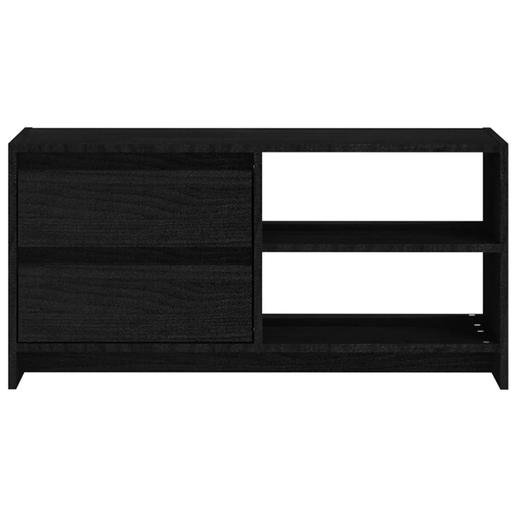 TV-Schrank Schwarz 80x31x39 cm Massivholz Kiefer