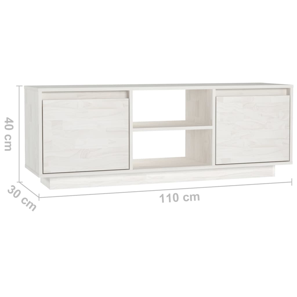 TV-Schrank Weiß 110x30x40 cm Massivholz Kiefer