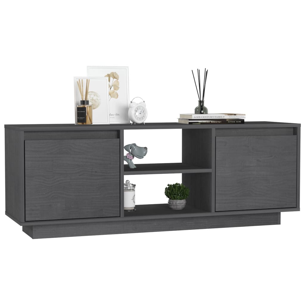 TV-Schrank Grau 110x30x40 cm Massivholz Kiefer