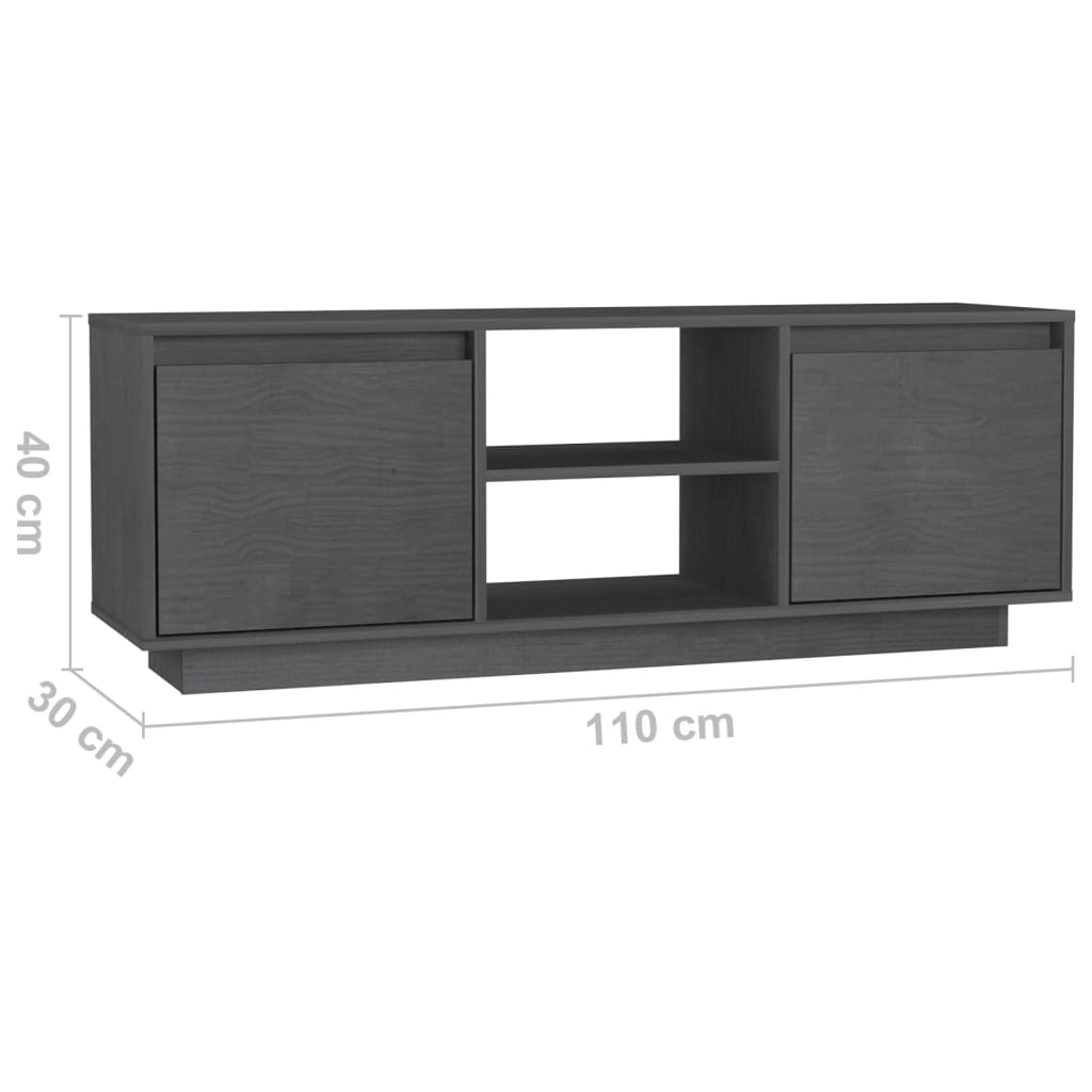 TV-Schrank Grau 110x30x40 cm Massivholz Kiefer