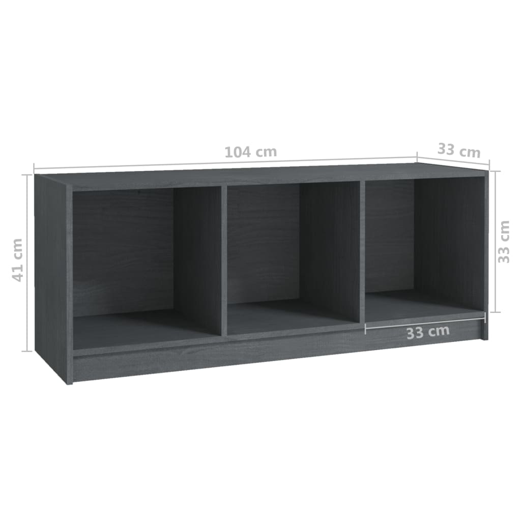 TV-Schrank Grau 104x33x41 cm Massivholz Kiefer