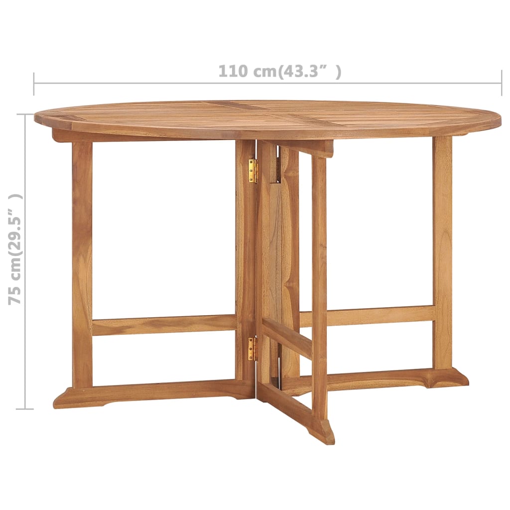 Garten-Esstisch Klappbar Ø110x75 cm Massivholz Teak