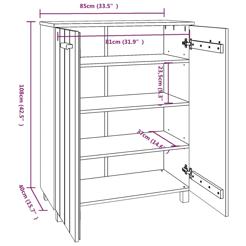 Schuhschrank HAMAR Honigbraun 85x40x108 cm Massivholz Kiefer