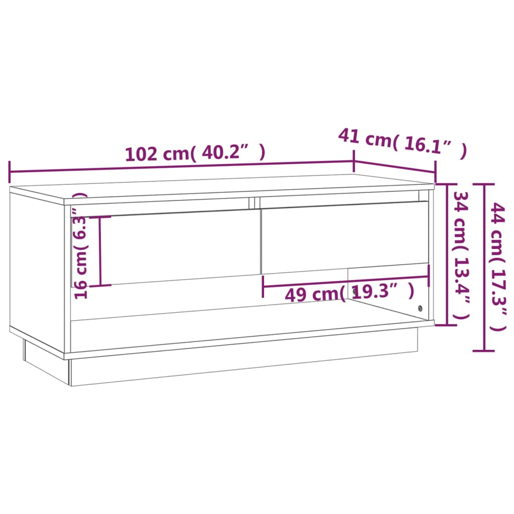 TV-Schrank Betongrau 102x41x44 cm Holzwerkstoff