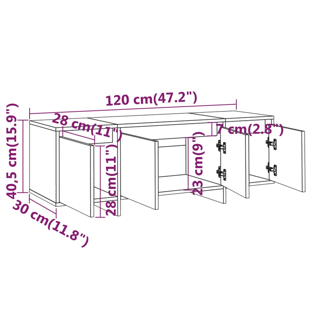 TV-Schrank Hochglanz-Weiß 120x30x40,5 cm Holzwerkstoff