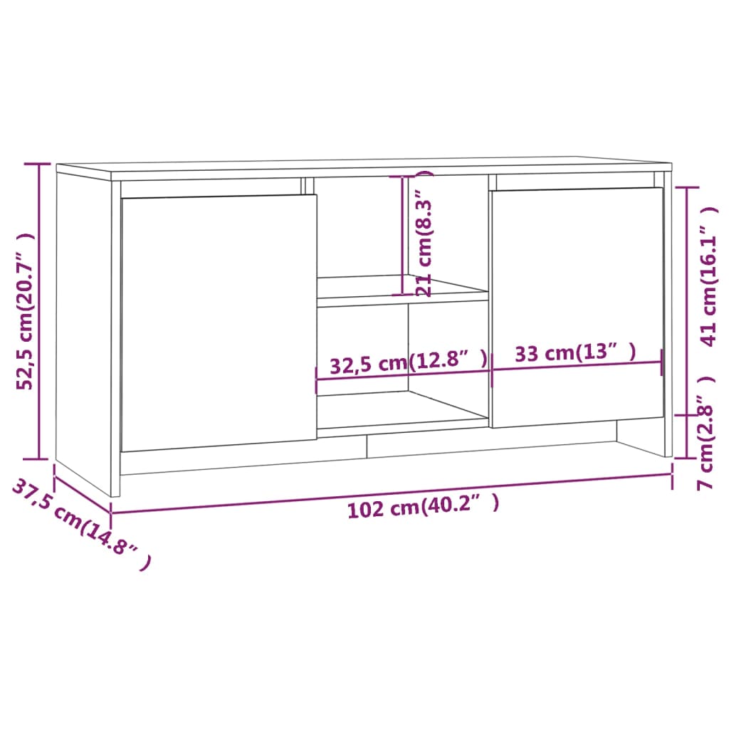 TV-Schrank Schwarz 102x37,5x52,5 cm Holzwerkstoff