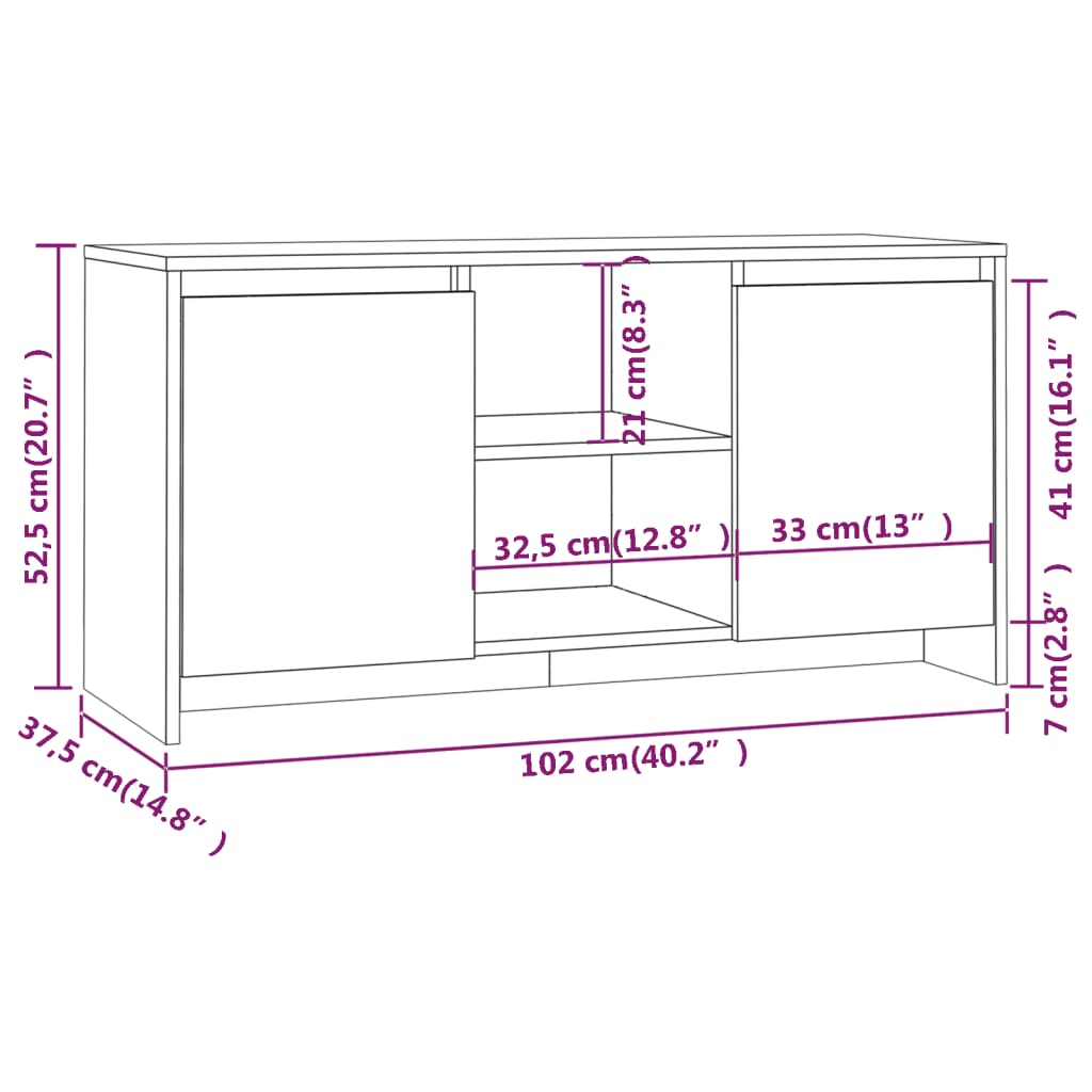 TV-Schrank Sonoma-Eiche 102x37,5x52,5 cm Holzwerkstoff