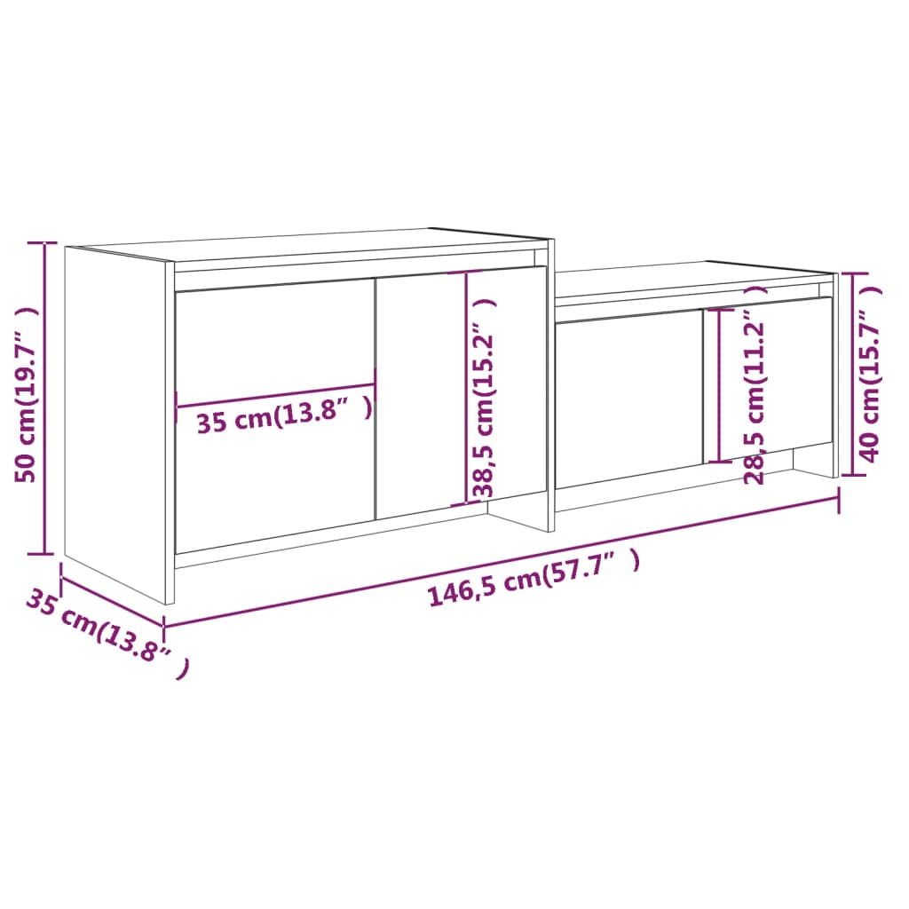 TV-Schrank Hochglanz-Weiß 146,5x35x50 cm Holzwerkstoff