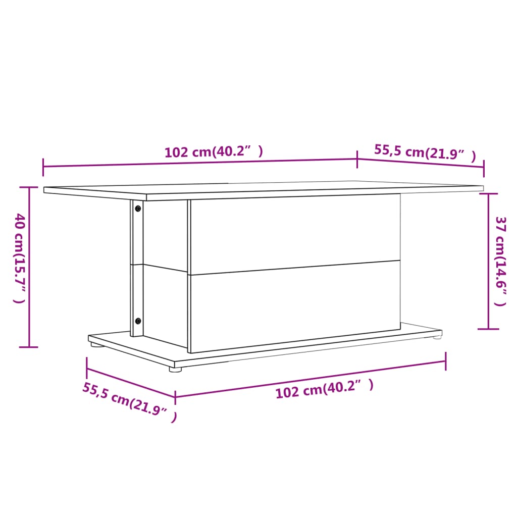 Couchtisch Weiß 102x55,5x40 cm Holzwerkstoff