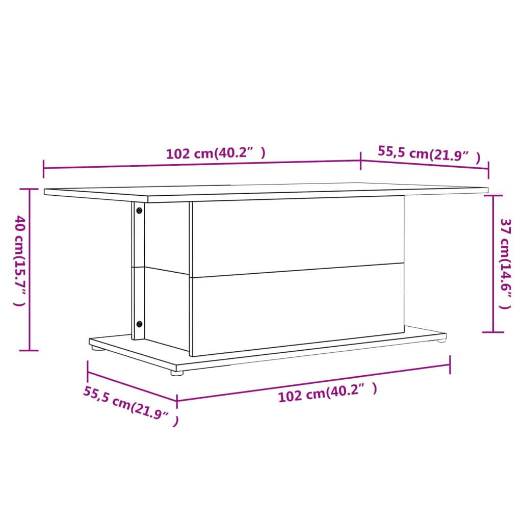 Couchtisch Schwarz 102x55,5x40 cm Holzwerkstoff