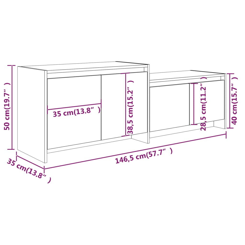 TV-Schrank Grau Sonoma 146,5x35x50 cm Holzwerkstoff