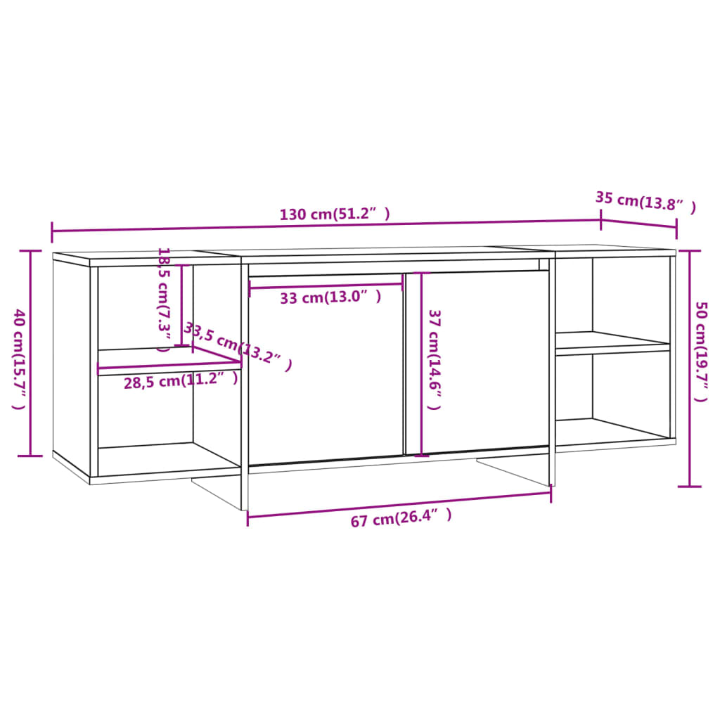 TV-Schrank Räuchereiche 130x35x50 cm Holzwerkstoff