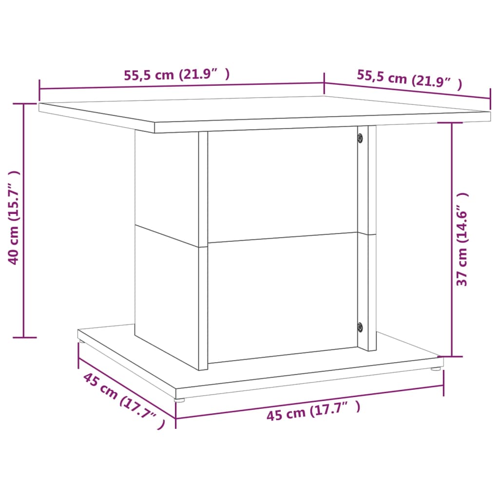 Couchtisch Grau Sonoma 55,5x55,5x40 cm Holzwerkstoff