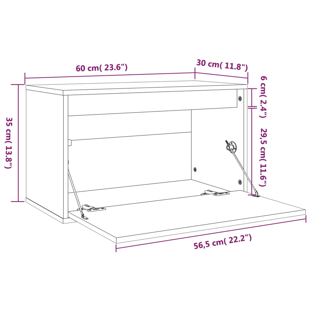 Wandschrank Honigbraun 60x30x35 cm Massivholz Kiefer