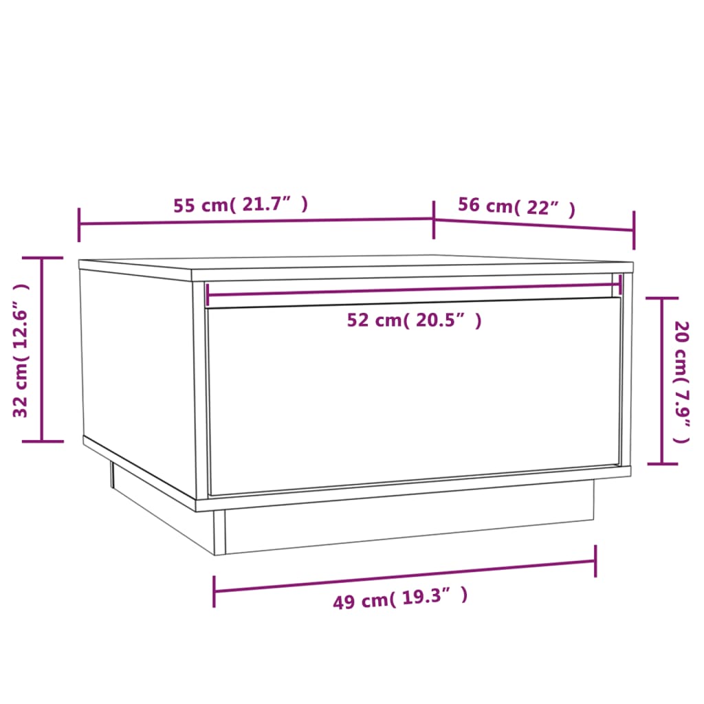 Couchtisch 55x56x32 cm Massivholz Kiefer