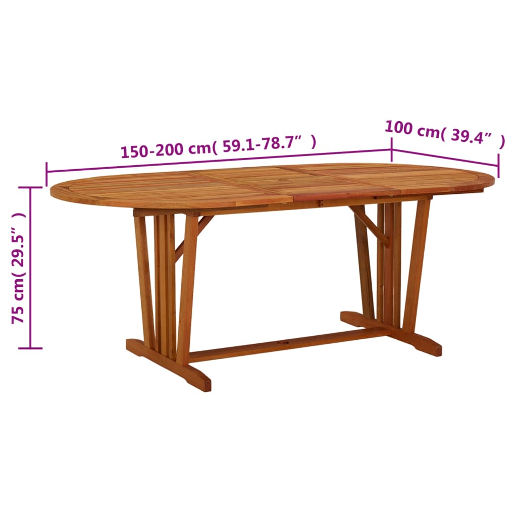 Gartentisch 200x100x75 cm Massivholz Eukalyptus