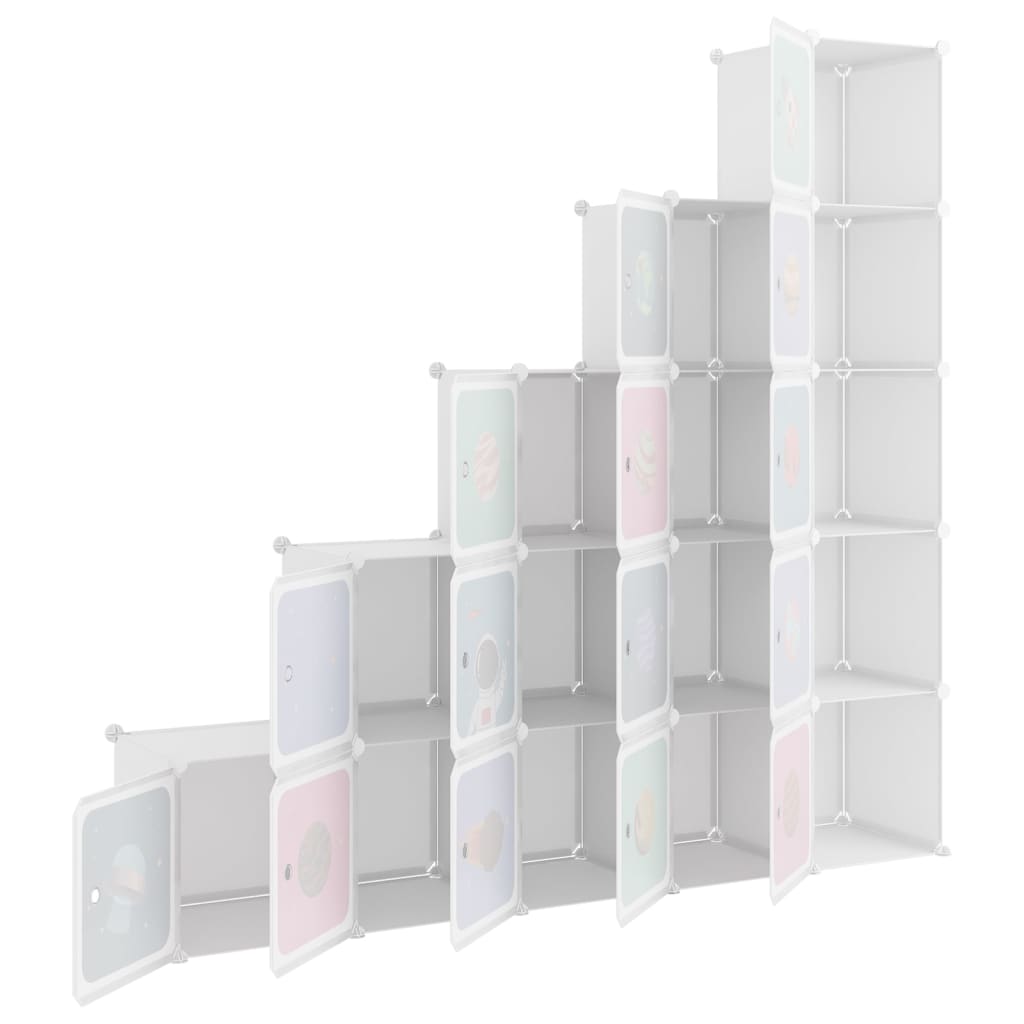 Kinderschrank Modular mit 15 Würfeln Weiß PP