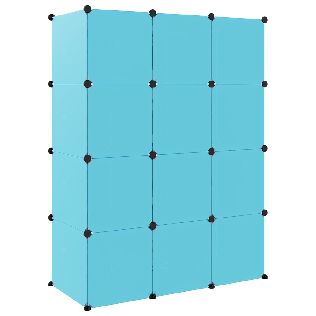 Kinderschrank Modular mit 12 Würfeln Blau PP