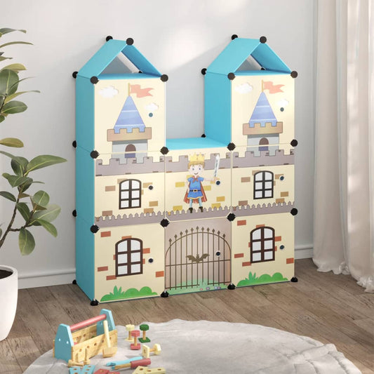 Kinderschrank Modular mit 8 Würfeln Blau PP