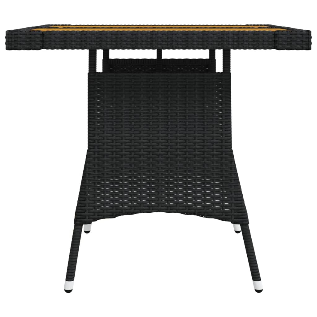 Gartentisch Schwarz 70x70x72 cm Poly Rattan & Massivholz Akazie