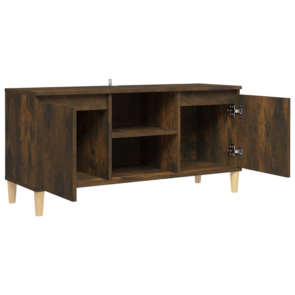 TV-Schrank mit Massivholz-Beinen Räuchereiche 103,5x35x50 cm