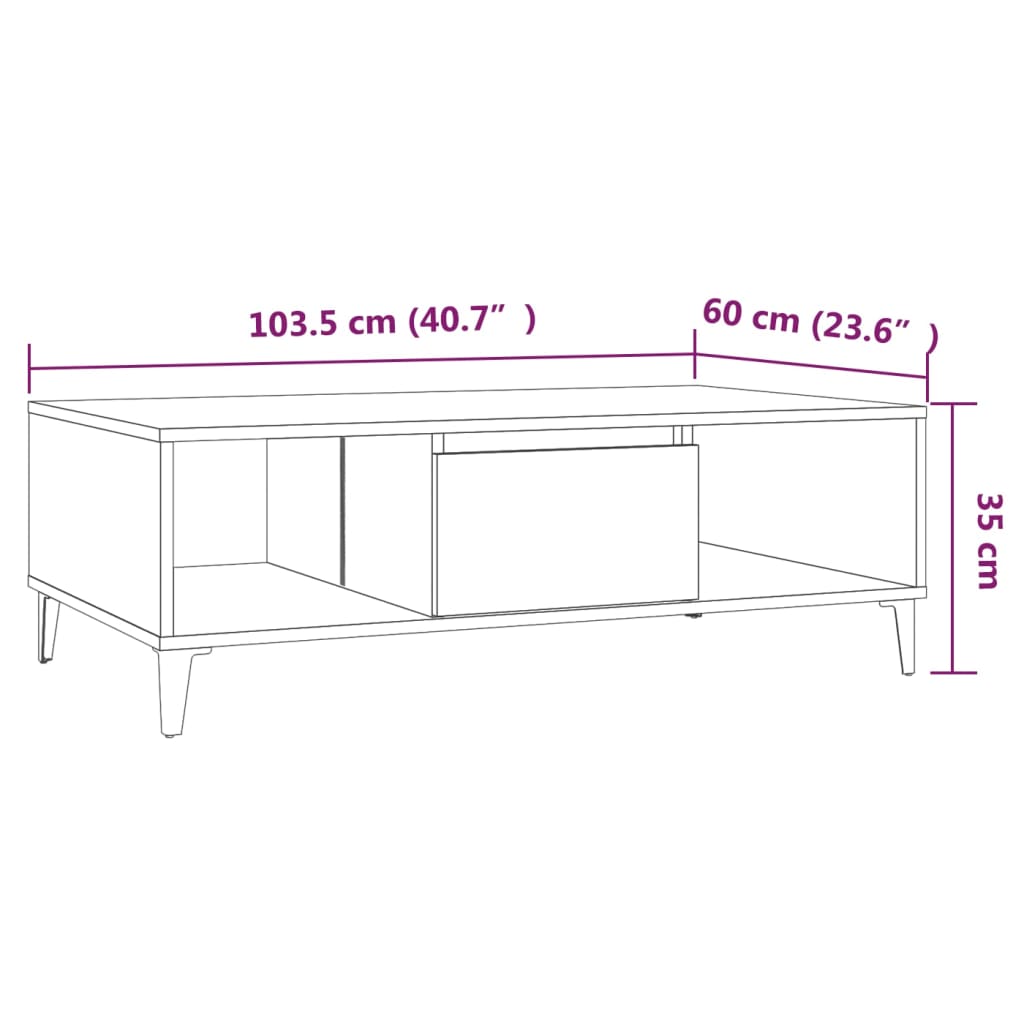 Couchtisch Räuchereiche 103,5x60x35 cm Holzwerkstoff