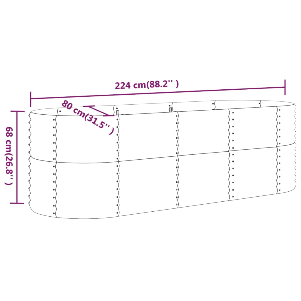 Hochbeet Pulverbeschichteter Stahl 224x80x68 cm Grau