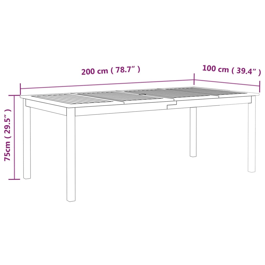 Gartentisch Grau 200x100x75 cm Massivholz Akazie