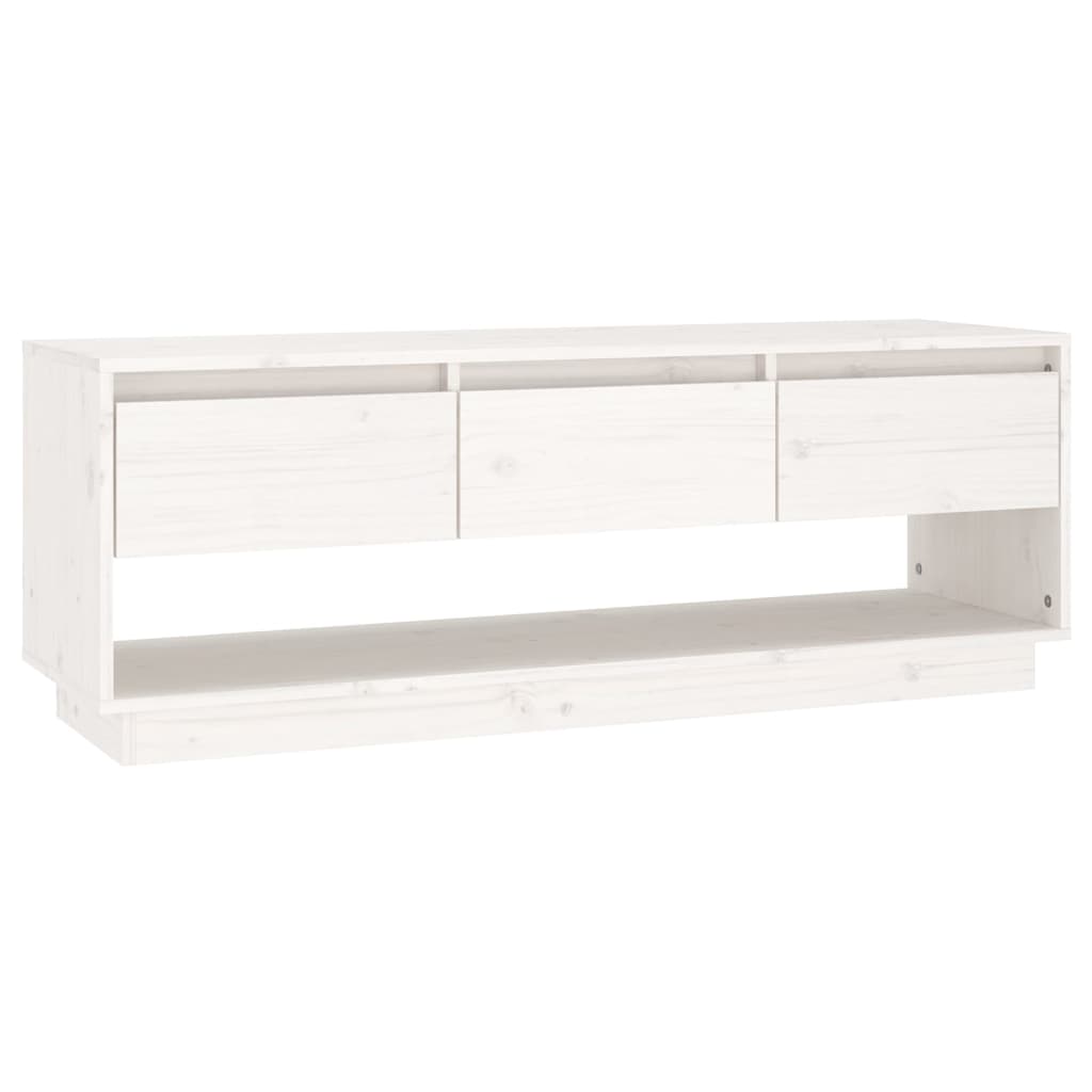 TV-Schrank Weiß 110,5x34x40 cm Massivholz Kiefer