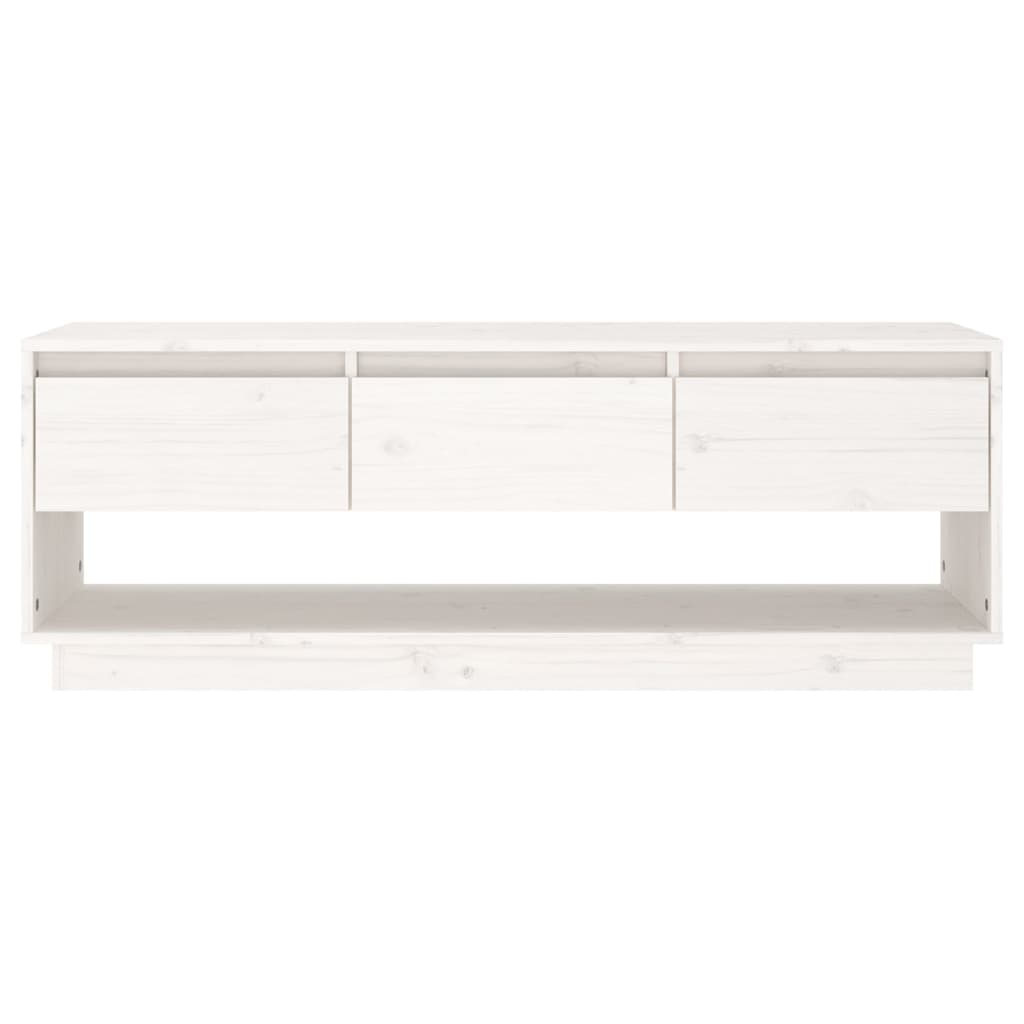 TV-Schrank Weiß 110,5x34x40 cm Massivholz Kiefer